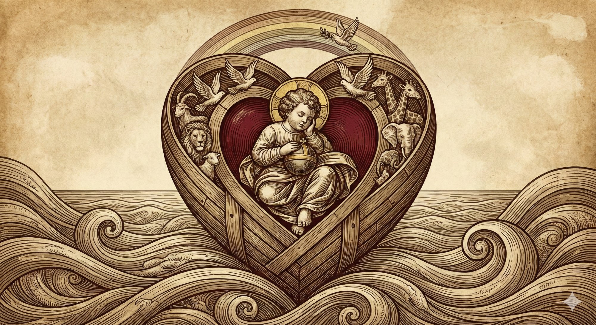The Ark Within - a heart-shaped ark with a child at the center